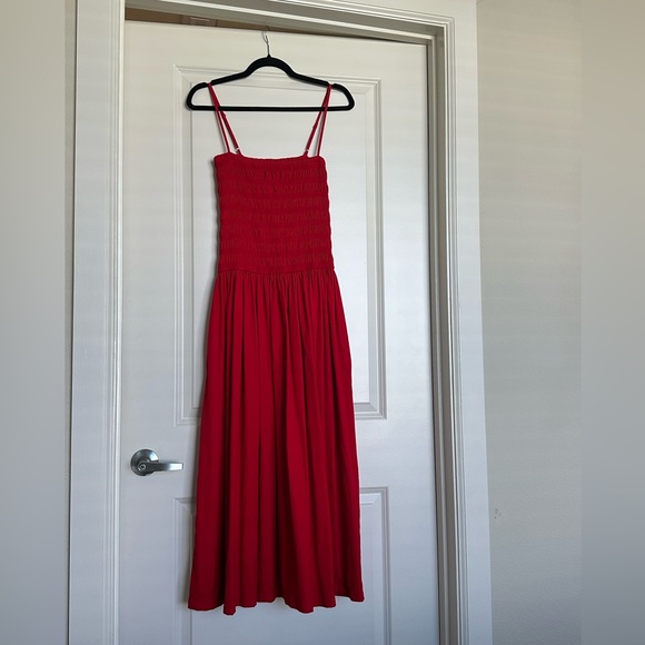 Madewell Red Smocked Maxi Dress - Picture 3 of 5